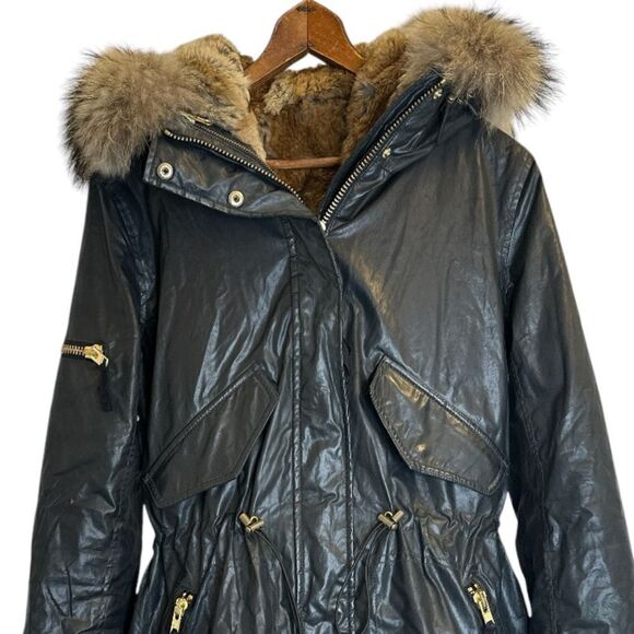 SAM. Parka Carbon Rabbit Fur Lined Zipper Jacket - Picture 3 of 16